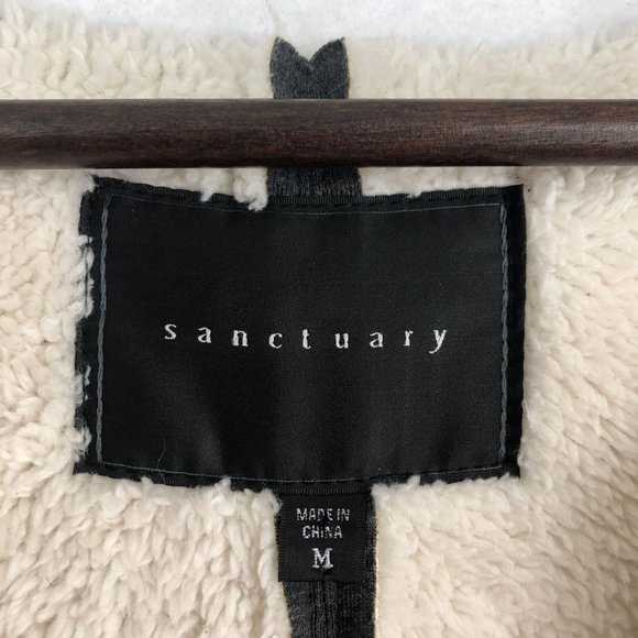 Sanctuary Women's Size Medium Grey White Snug Blanket Sherpa Bonded Jacket - Picture 8 of 11